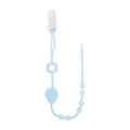 Blue silicone baby pacifier clip teething chain with cute strawberry toy and beads new - Strawberry Print Blue