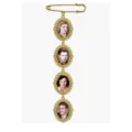 DIY Antique Gold Photo Pin Brooch Memory Charm Ornate Oval Frame Wedding Bouquet Memorial - Quadruple-Layer Frame Style / 3x4cm Tray