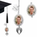 DIY graduation photo tassel charm size chart showing dimensions of pendant and components. - Style 14