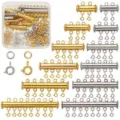 Multi-strand necklace clasps set, gold and silver magnetic tube locks and DIY jewelry findings. - Combination 10, as Shown