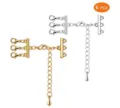 Multi-strand necklace clasp set layer connector extension chain jewelry findings 6pcs set - Combination 5: 3 Gold & 3 Silver, 6 Pieces Total