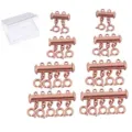 Rose gold multi-strand necklace clasps set with transparent storage box for jewelry making. - Combination 9: 2 Each in Rose Gold (2+3+4+5 Rows) 8 Pcs Total