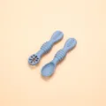 Silicone baby training spoons set, soft food feeding spoon for infants, safe toddler tableware. - Fog Blue