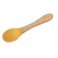 Silicone wooden handle baby training spoon, yellow food grade feeding spoon for infants. - Spoon Only / Turmeric