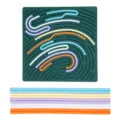 Silicone sensory activity board with colorful sticks for kids stress relief and focus training - Square Double-Sided / 202.5g / Dark Green