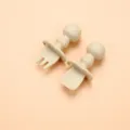 Baby silicone training fork and spoon set, beige color, essential infant feeding tableware. - Off White