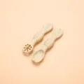 Silicone baby training spoon set, food grade infant feeding utensils for toddlers. - Off White