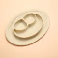 Silicone baby suction plate partitioned infant feeding dish toddler safe drop-proof tableware - Smiling Face Plate / Off White