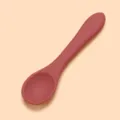 Silicone Baby Spoon Long Handled Feeding Spoon Food Grade Infant Toddler Maroon Red - Brick Red (Long Single Spoon)