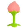 Cute peach shape silicone baby teether and teething toy for infant oral stage relief. - Peach