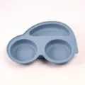 Silicone car baby plate, divided toddler dinnerware, cute anti-drop children food tray. - Car-Shaped Plate (Grey Blue)