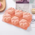 Cute 6-cavity pink silicone paw mold for baking, jelly, panna cotta, and baby food. - Cat Paw Mold / Pink