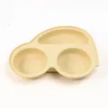 Silicone baby car-shaped divided dinner plate, toddler feeding anti-drop tableware - Car Dinner Plates (Off-White)