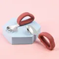 Baby silicone spoon and fork set with cute car handle stainless steel toddler tableware - Car Fork And Spoon / Brick Red