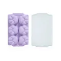 Silicone 6-cavity paw print mold with lid for baby food, jelly and mini cake making - Cat Paw Mold with Lid / Purple