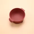 Red silicone baby suction bowl with dual handles, toddler feeding tableware and snack dish. - Bowl / Brick Red
