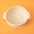 Silicone baby feeding bowl with dual handles and suction base, safe toddler tableware. - Dinner Plate / Off White