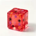 Halloween red cube squishy toy with glitter spider pumpkin skull elements for sensory fun. - Red