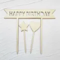 Topper per torta buon compleanno in legno stella cuore decorazione festa forniture - Predefinito / Topper di Compleanno Stile A