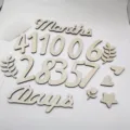 Details van houten baby mijlpaal foto rekwisieten met maanden en cijfers set. - Cijfers & letters stijl C