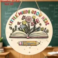 Teacher wooden hanging sign classroom door decor rainbow flower book wall plaque cute gift - Classroom III 20260708