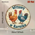 Runde Vintage Metallhahn Hängeschild, amerikanischer Landhausstil Willkommens-Türschild für Wand. - 20*20*0.3cm / Zwei Hühner