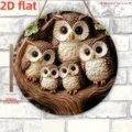 Runde Eule Holz Hängeschild Retro Tier Türschild Wanddekoration 2D flaches Acryl Ornament - 20*20*0.3cm / Eule