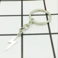 Silver lightning bolt keychain zinc alloy pendant key ring fashion accessory for daily use. - Lightning Design Style