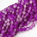 Purple cracked glass beads round loose beads for DIY handmade fashion jewelry accessories - 8mm / Purple