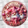 Wooden Valentine's Day Welcome Door Sign Gnome Rose Hanging Plaque Wall Home Decor - 20251121