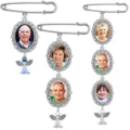 Custom photo brooch detail view, silver safety pin design with vintage oval frame and angel charm. - New Wing Photo Frame 1+2+3 Combo