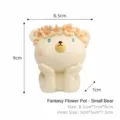 Maceta de Oso Lindo Suculenta Jardinera Corona de Flores Resina Organizador Escritorio - Oso de peluche