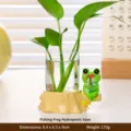 Cute frog fishing hydroponic vase desktop plant glass container home decor ornament piece - Frog Style