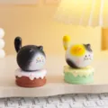 Niedliche drehende Katze Dekompression Spielzeug Desktop Ornament Stressabbau Figur Geschenk - Schwarze Katze + Glückskatze
