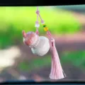 Pink and white gourd car hanging ornament with tassel for rearview mirror decoration gift - Pink