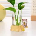Cute cartoon cat fishing hydroponic vase glass plant terrarium desktop decoration ornament - Cat Style