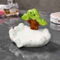Joli porte-savon en céramique forme de nuage décor d'arbre plateau de rangement 14x10.5cm - Se détendre / Vert