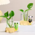 Süßes Tier Angeln Hydrokultur Glas Vase Desktop Grünpflanze Terrarium Heim Dekoration - Panda und Frosch 2er-Set