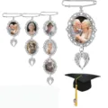 DIY photo frame brooch pin with angel wings and vintage metal tray for graduation memories. - Brooch, 1 Pc, Photo / Common White Gold Color