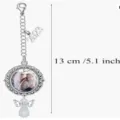 Close-up detail of the DIY photo memory pendant, 13cm length with oval frame and pearl charm. - Style 2: 2025 Pearl Wing Angel