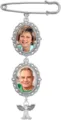 Silver DIY photo frame brooch safety pin wedding bouquet memory charm pendant accessory. - Two Photo Frames