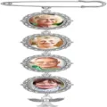 DIY Photo Brooch Memory Charm Wedding Bouquet Pin Silver Tone Round Bezel Pendant Memorial - Four Photo Frames