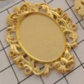 Gold alloy oval bezel pendant tray vintage DIY crafting finding blank base cameo setting piece - Style 1 / Inner Diameter 20x30mm / Gold