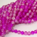 Pink crackle glass beads loose round crystal beads for DIY jewelry making and crafts - 8mm / Pink