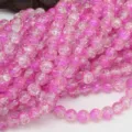 Pink crackle glass beads detail, crystal crackle round loose beads for DIY jewelry making. - 4mm / Pink