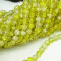 Yellow crackle glass beads detail, crystal crackle round scattered beads for DIY jewelry making - 4mm / Yellow