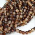Brown cracked glass beads, crystal crackle round beads, DIY jewelry accessories close-up view. - 8mm / Dark Brown