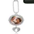 Pendentif Photo Personnalisable pour Voiture Charme de Rétroviseur Bijou en Métal Argenté - Style 7