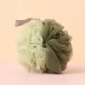 Esponja de ducha bicolor con cinta, esponja de baño suave para una limpieza corporal diaria. - Verde Té