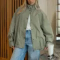 Dames Amerikaanse workwear opstaande kraag jas losse vallende schouders casual herfstjas - S / Tops / Lichtgroen
